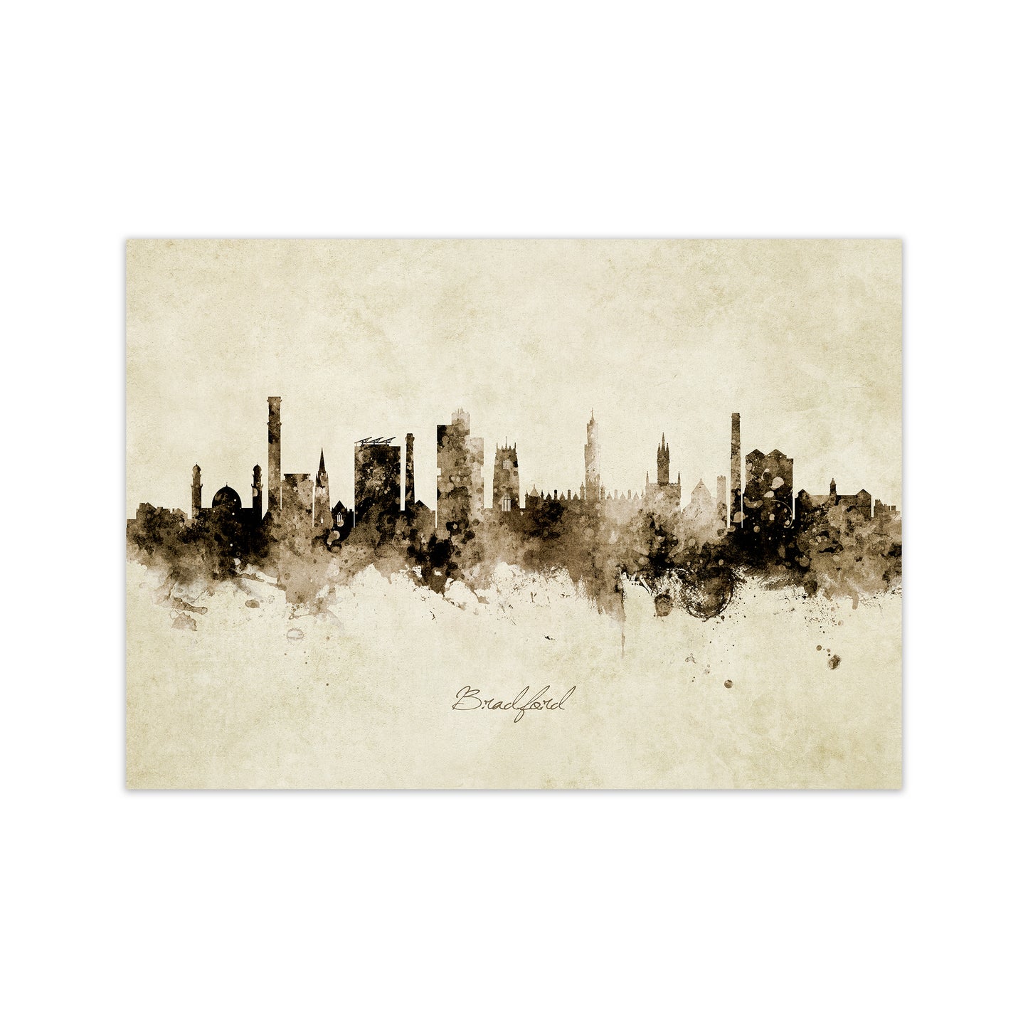 Bradford England Skyline Vintage Art Print by Michael Tompsett Print Only