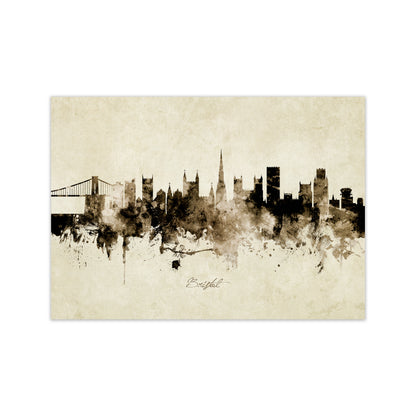 Bristol England Skyline Vintage Art Print by Michael Tompsett Print Only