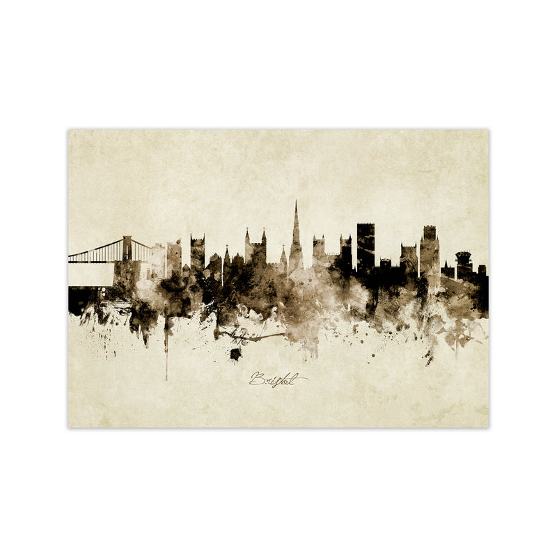 Bristol England Skyline Vintage Art Print by Michael Tompsett Print Only