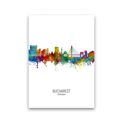 Bucharest Romania Skyline Portrait Art Print by Michael Tompsett Print Only
