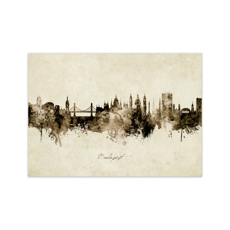 Budapest Hungary Skyline Vintage Art Print by Michael Tompsett Print Only