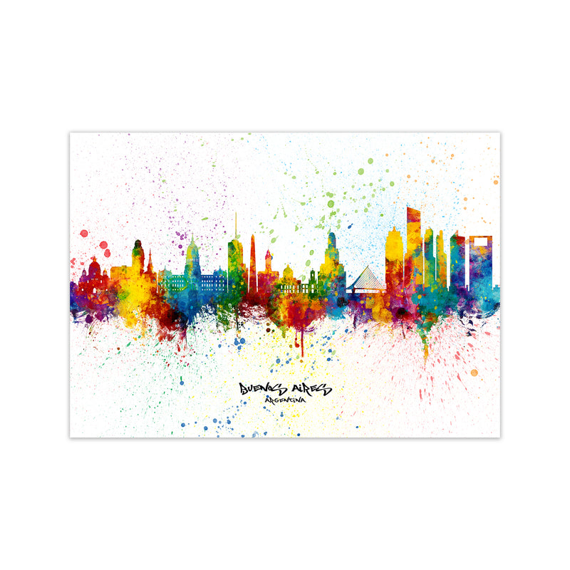 Buenos Aires Argentina Skyline Splash Art Print by Michael Tompsett Print Only