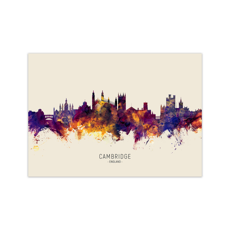 Cambridge England Skyline Autumn City Name Art Print by Michael Tompsett Print Only