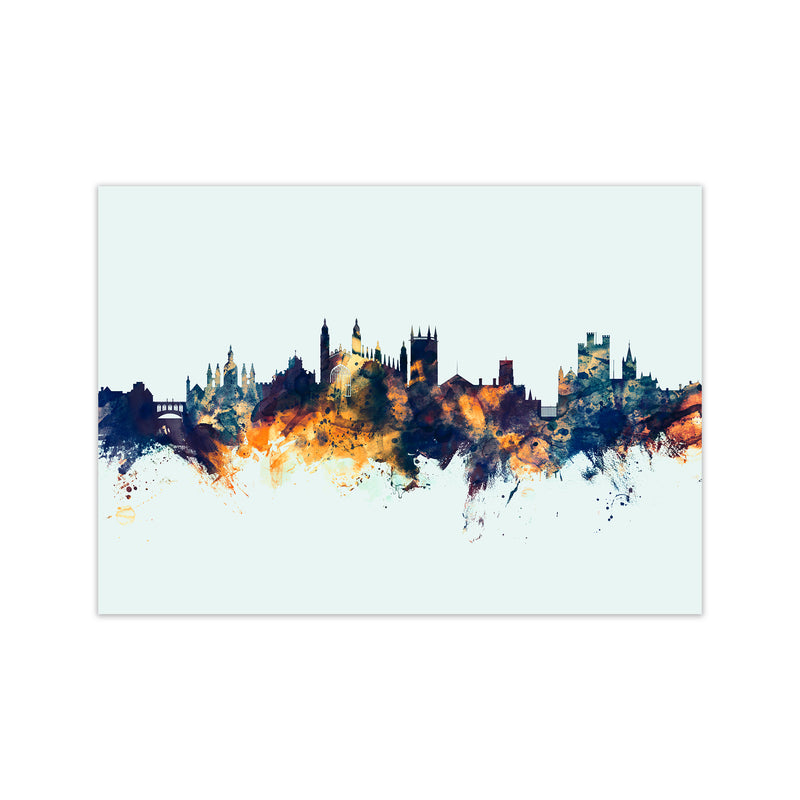 Cambridge England Skyline Blue Orange Art Print by Michael Tompsett Print Only