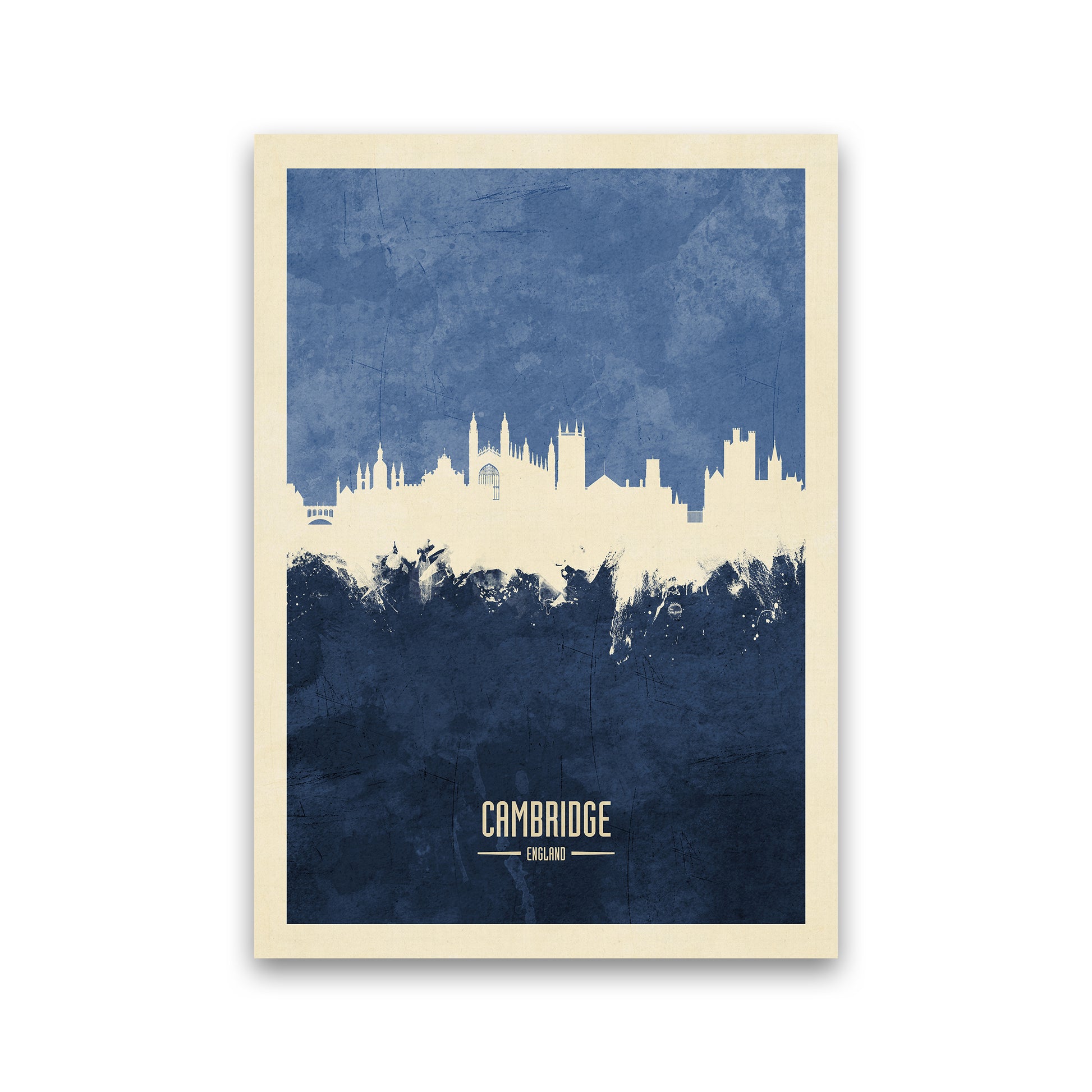 Cambridge England Skyline Portrait Navy Art Print by Michael Tompsett Print Only