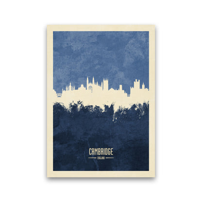 Cambridge England Skyline Portrait Navy Art Print by Michael Tompsett Print Only