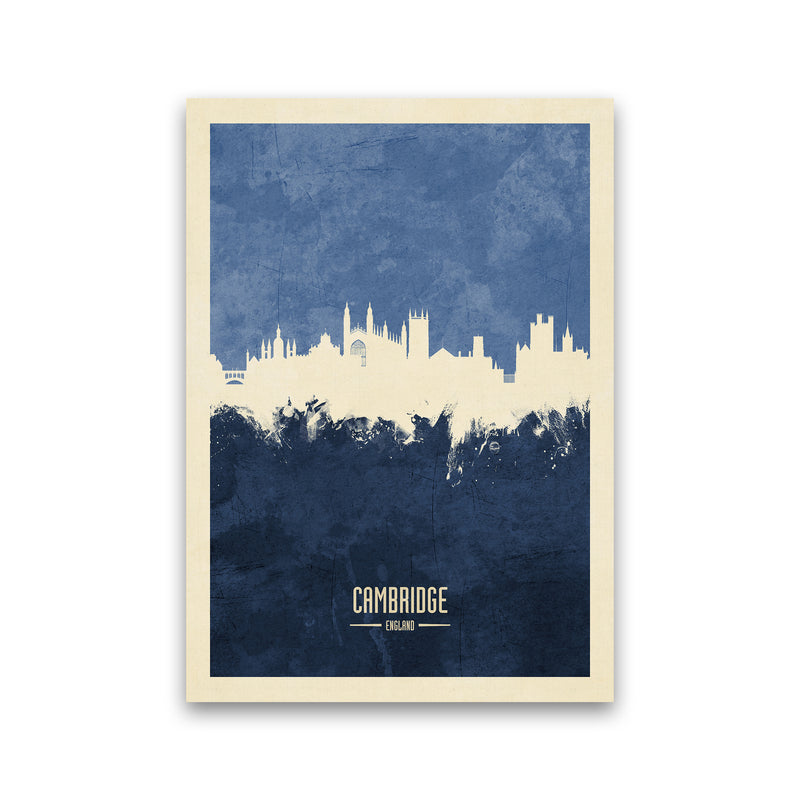 Cambridge England Skyline Portrait Navy Art Print by Michael Tompsett Print Only
