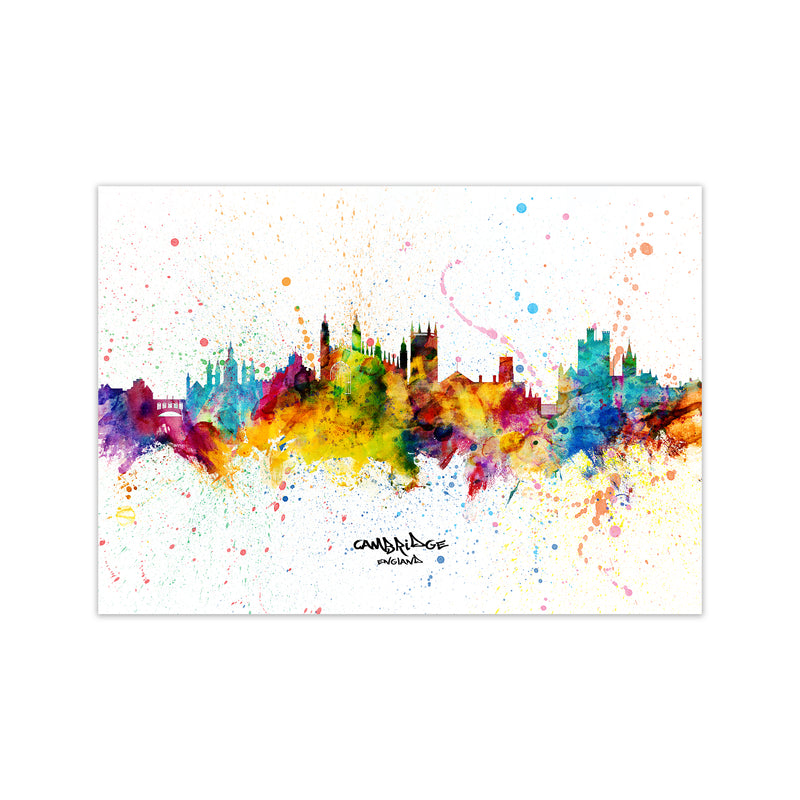 Cambridge England Skyline Splash Art Print by Michael Tompsett Print Only