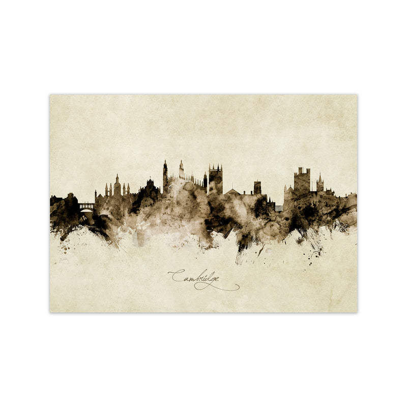 Cambridge England Skyline Vintage Art Print by Michael Tompsett Print Only
