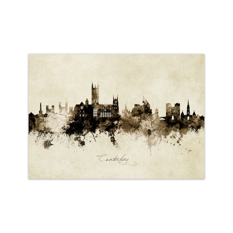 Canterbury England Skyline Vintage Art Print by Michael Tompsett Print Only