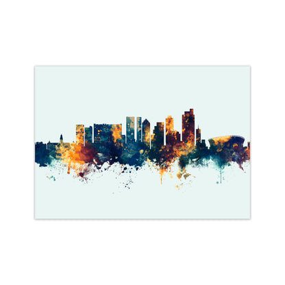Cape Town South Africa Skyline Blue Orange Art Print by Michael Tompsett Print Only