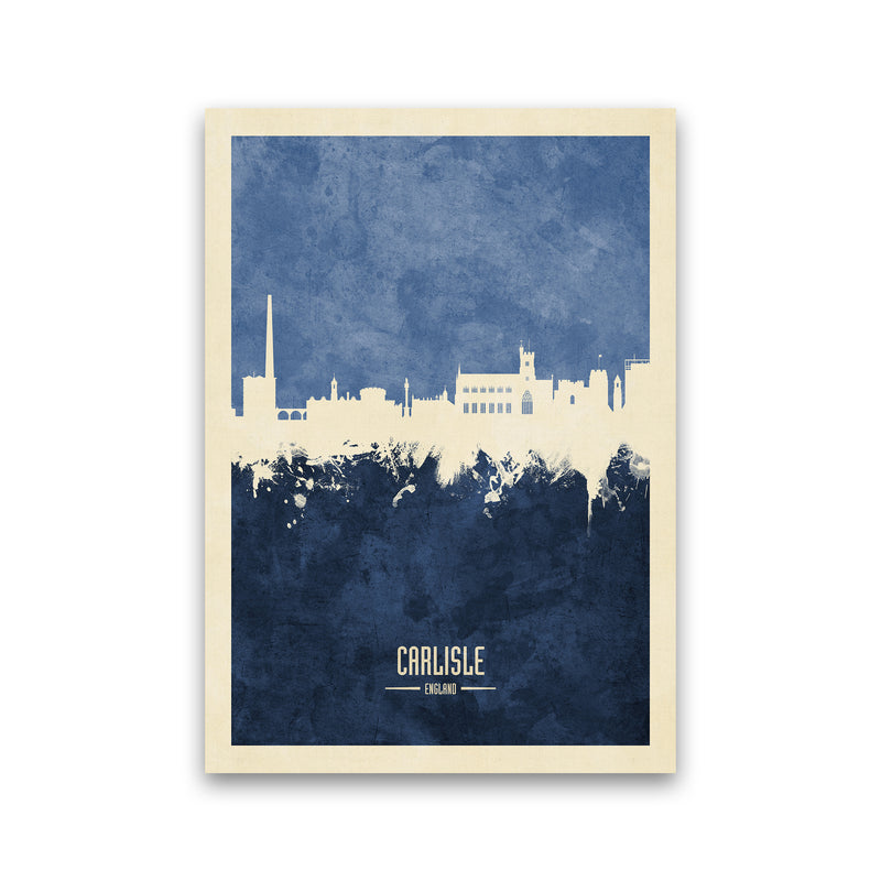 Carlisle England Skyline Portrait Navy Art Print by Michael Tompsett Print Only