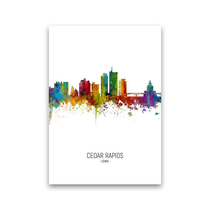 Cedar Rapids Iowa Skyline Portrait Art Print by Michael Tompsett Print Only