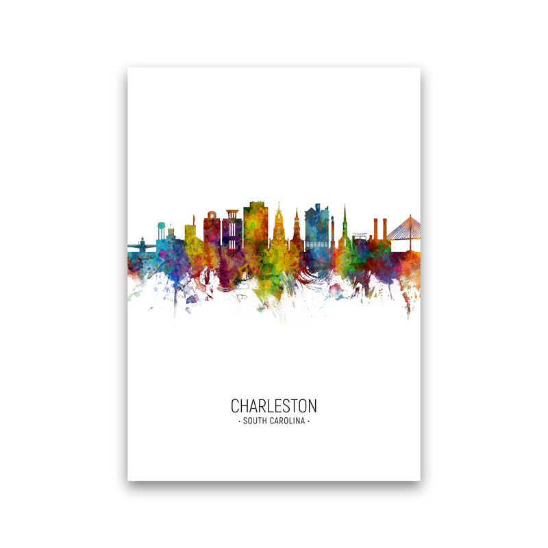 Charleston South Carolina Skyline Portrait Art Print by Michael Tompsett Print Only