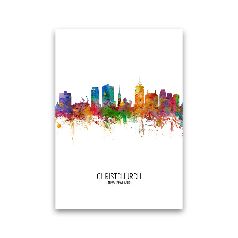 Christchurch New Zealand Skyline Portrait Art Print by Michael Tompsett Print Only