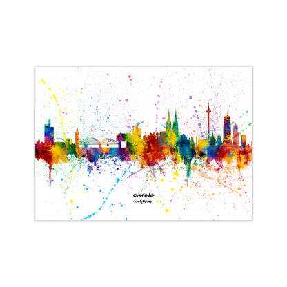 Cologne Germany Skyline Splash Art Print by Michael Tompsett Print Only