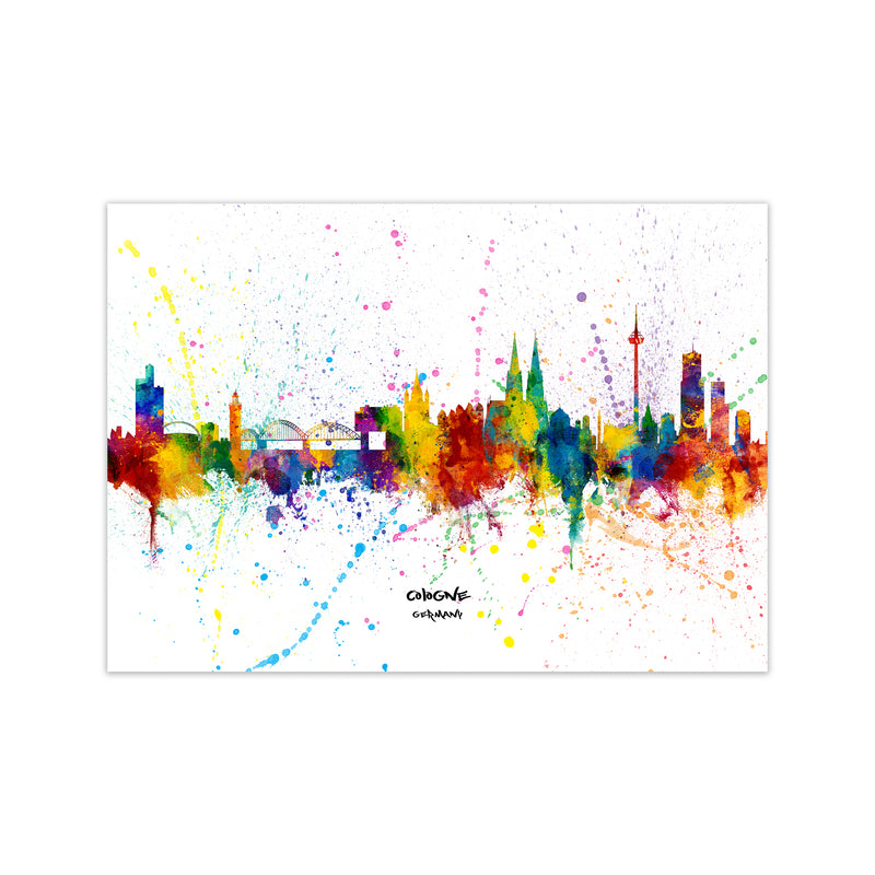 Cologne Germany Skyline Splash Art Print by Michael Tompsett Print Only