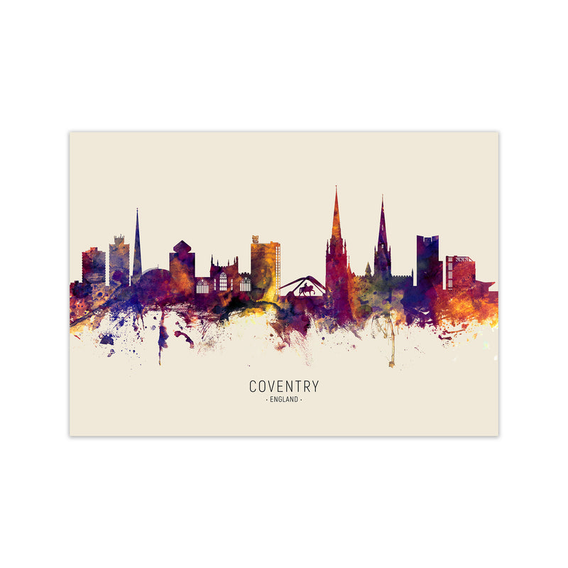 Coventry England Skyline Autumn City Name Art Print by Michael Tompsett Print Only