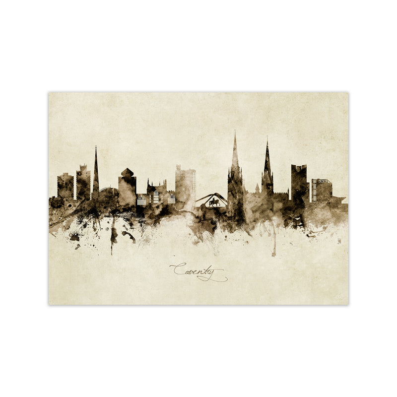 Coventry England Skyline Vintage Art Print by Michael Tompsett Print Only
