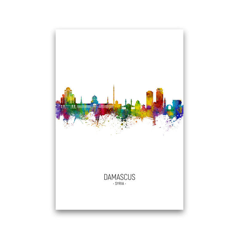 Damascus Syria Skyline Portrait Art Print by Michael Tompsett Print Only