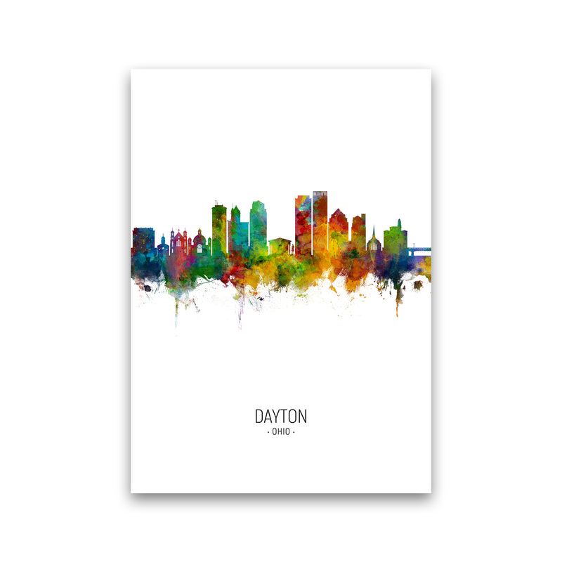 Dayton Ohio Skyline Portrait Art Print by Michael Tompsett Print Only