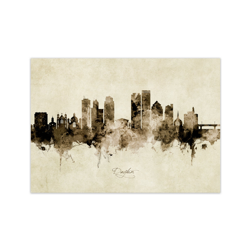 Dayton Ohio Skyline Vintage Art Print by Michael Tompsett Print Only