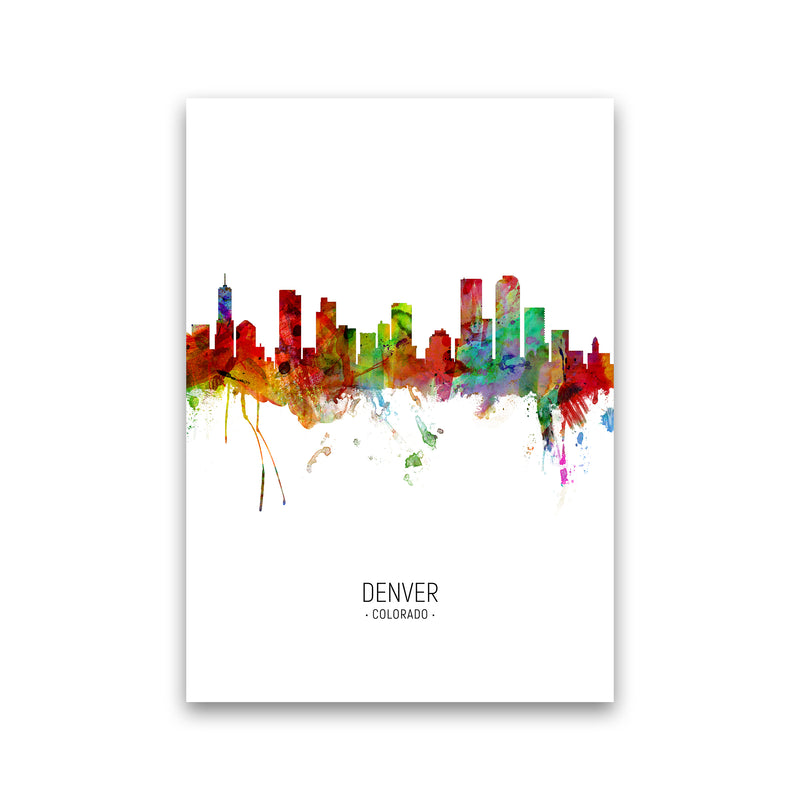 Denver Colorado Skyline Portrait Art Print by Michael Tompsett Print Only