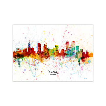 Denver Colorado Skyline Splash Art Print by Michael Tompsett Print Only