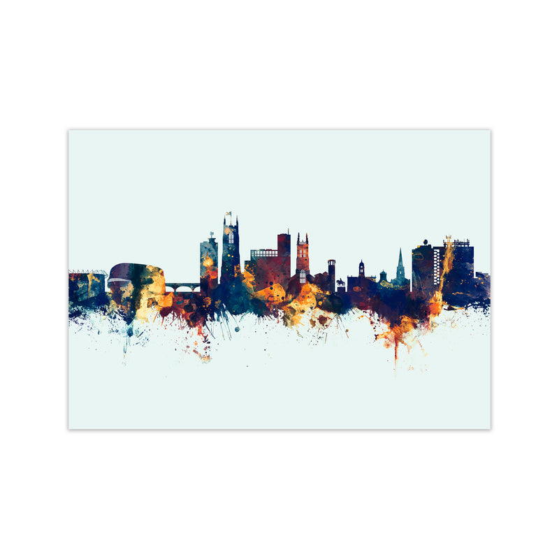 Derby England Skyline Blue Orange Art Print by Michael Tompsett Print Only