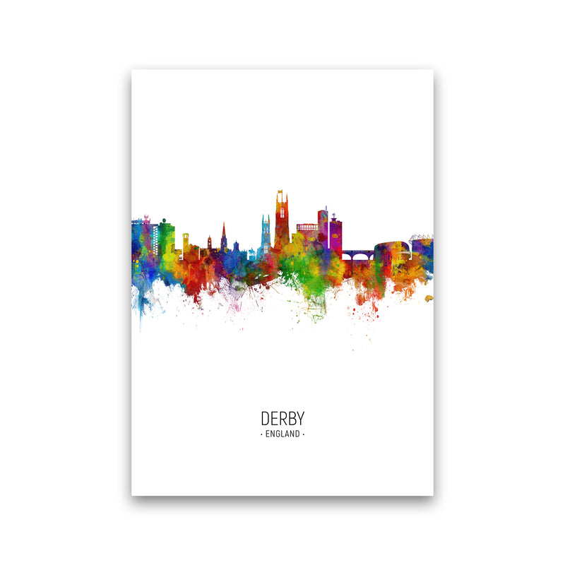 Derby England Skyline Portrait Art Print by Michael Tompsett Print Only