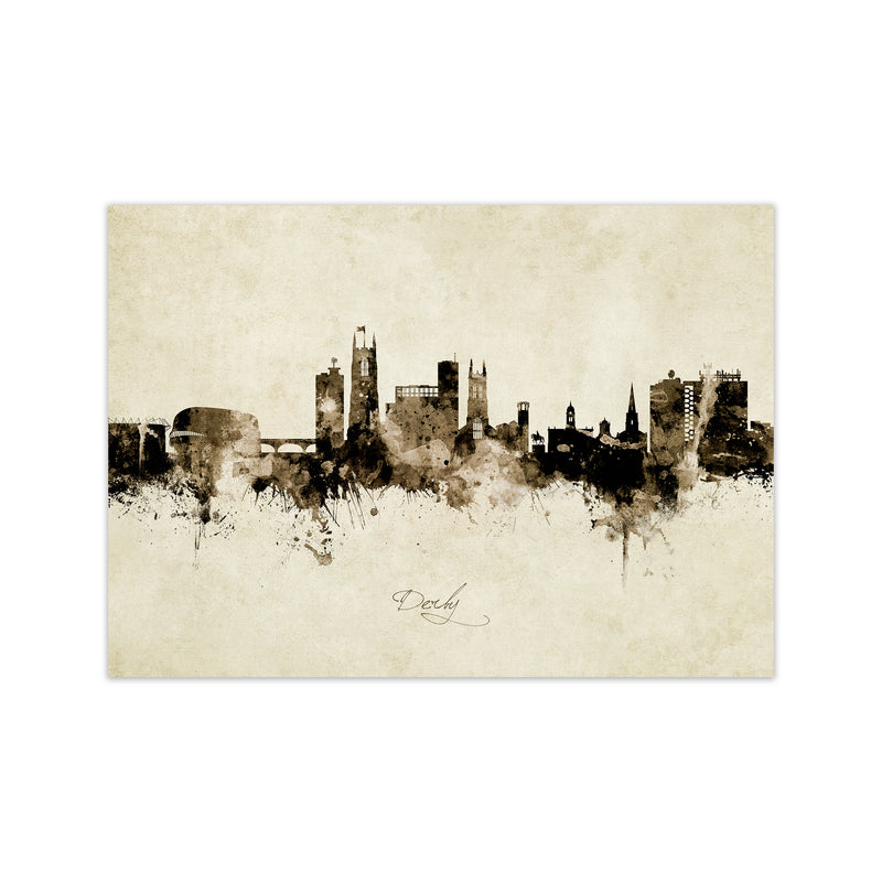 Derby England Skyline Vintage Art Print by Michael Tompsett Print Only