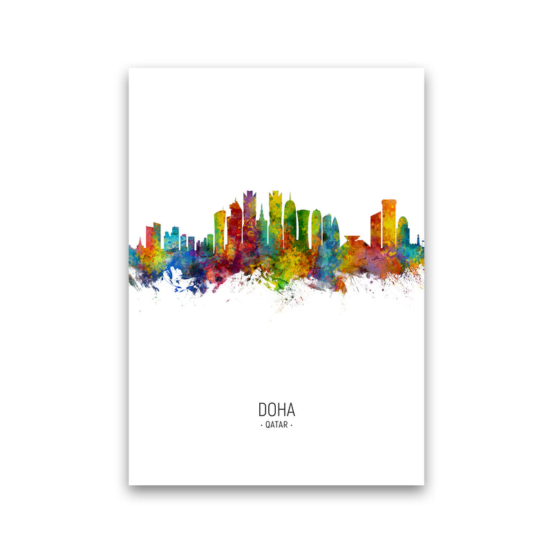 Doha Qatar Skyline Portrait Art Print by Michael Tompsett Print Only