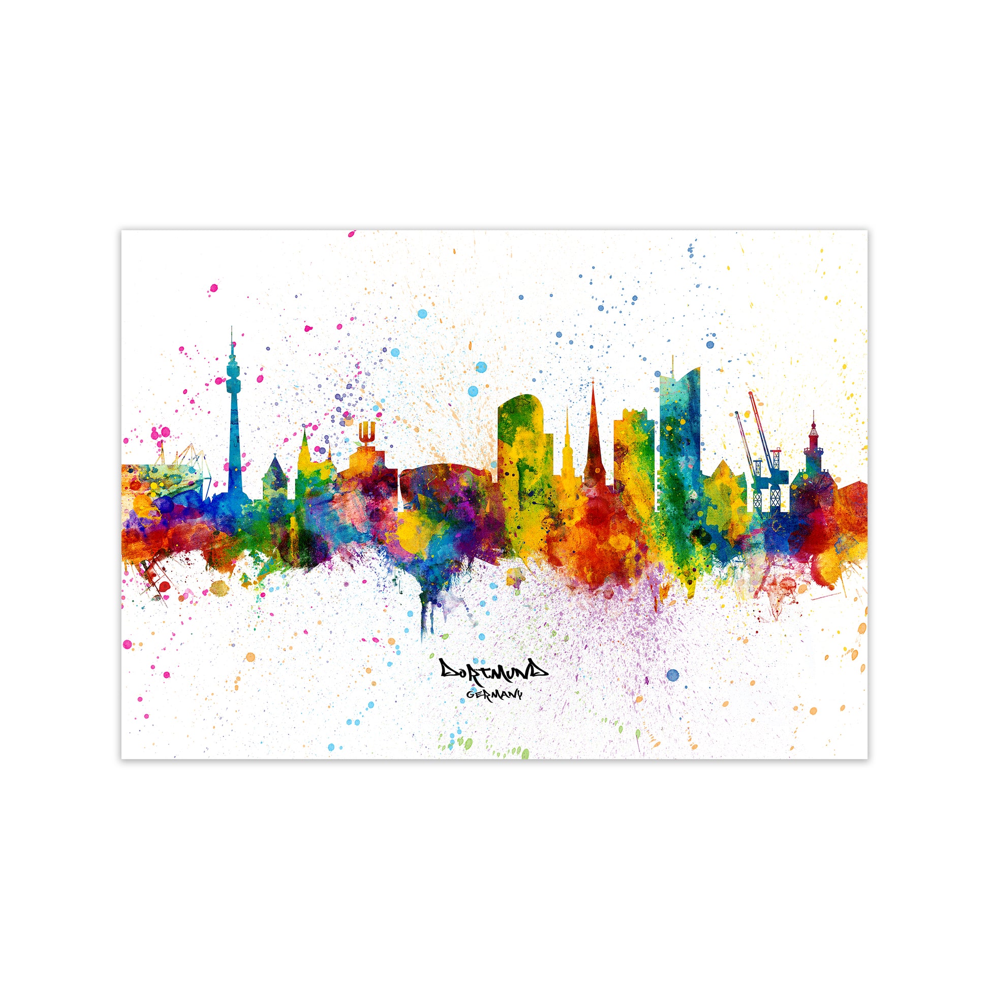 Dortmund Germany Skyline Splash Art Print by Michael Tompsett Print Only
