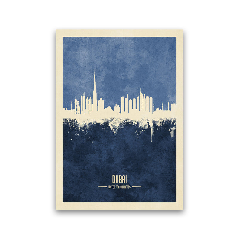 Dubai Uae Skyline Portrait Navy Art Print by Michael Tompsett Print Only