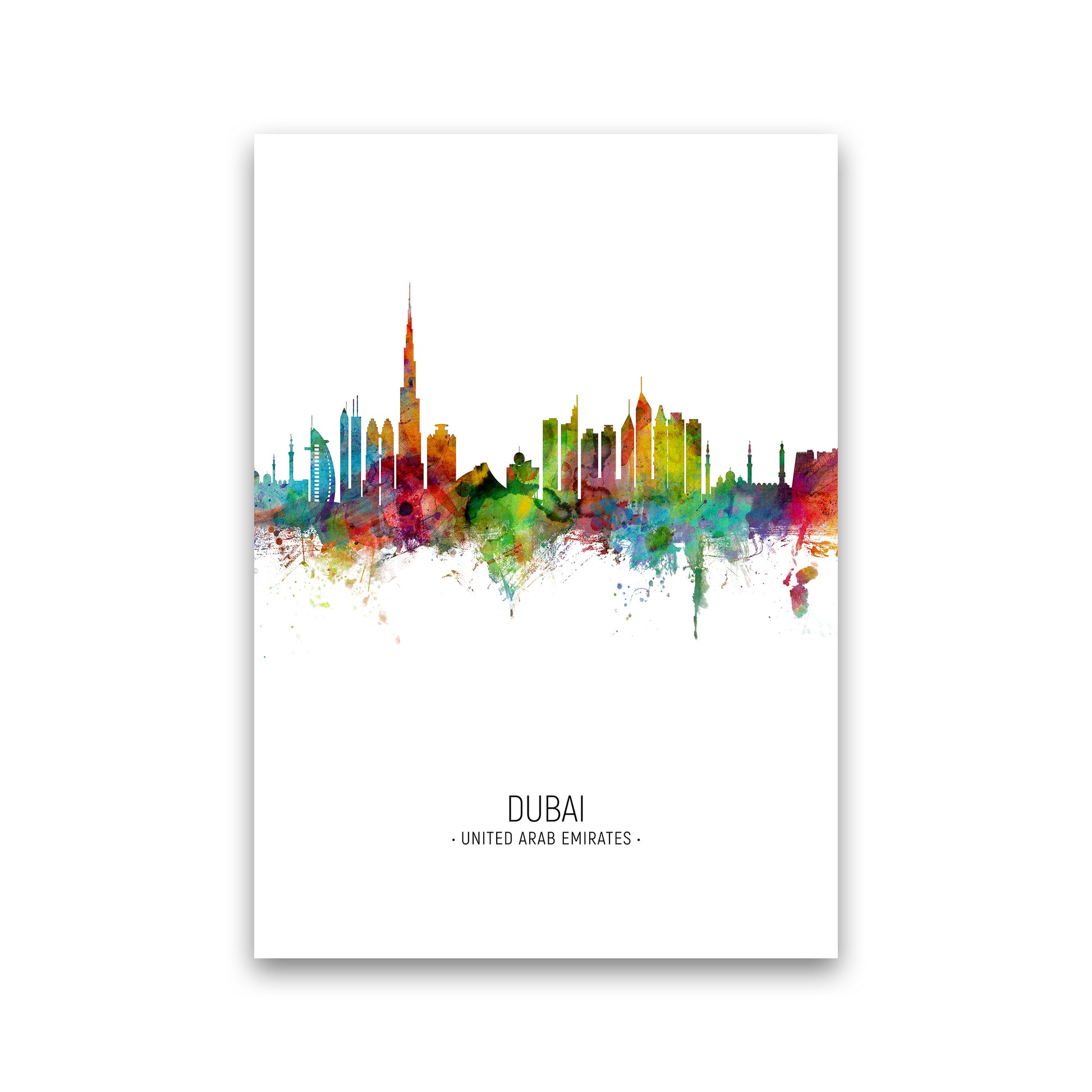 Dubai United Arab Emirates Skyline Portrait Art Print by Michael Tompsett Print Only