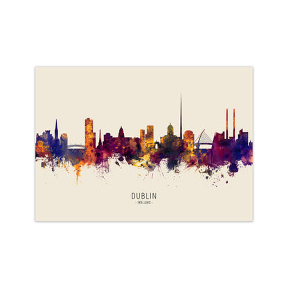 Dublin Ireland Skyline Autumn City Name Art Print by Michael Tompsett Print Only