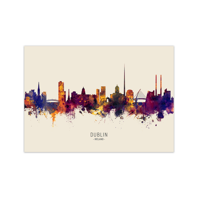 Dublin Ireland Skyline Autumn City Name Art Print by Michael Tompsett Print Only