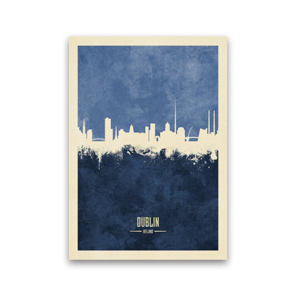 Dublin Ireland Skyline Portrait Navy Art Print by Michael Tompsett Print Only