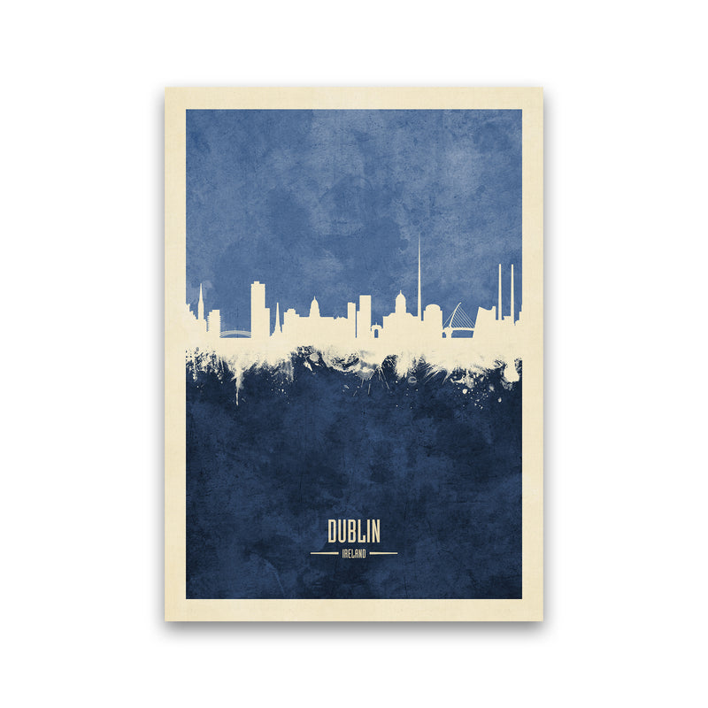 Dublin Ireland Skyline Portrait Navy Art Print by Michael Tompsett Print Only