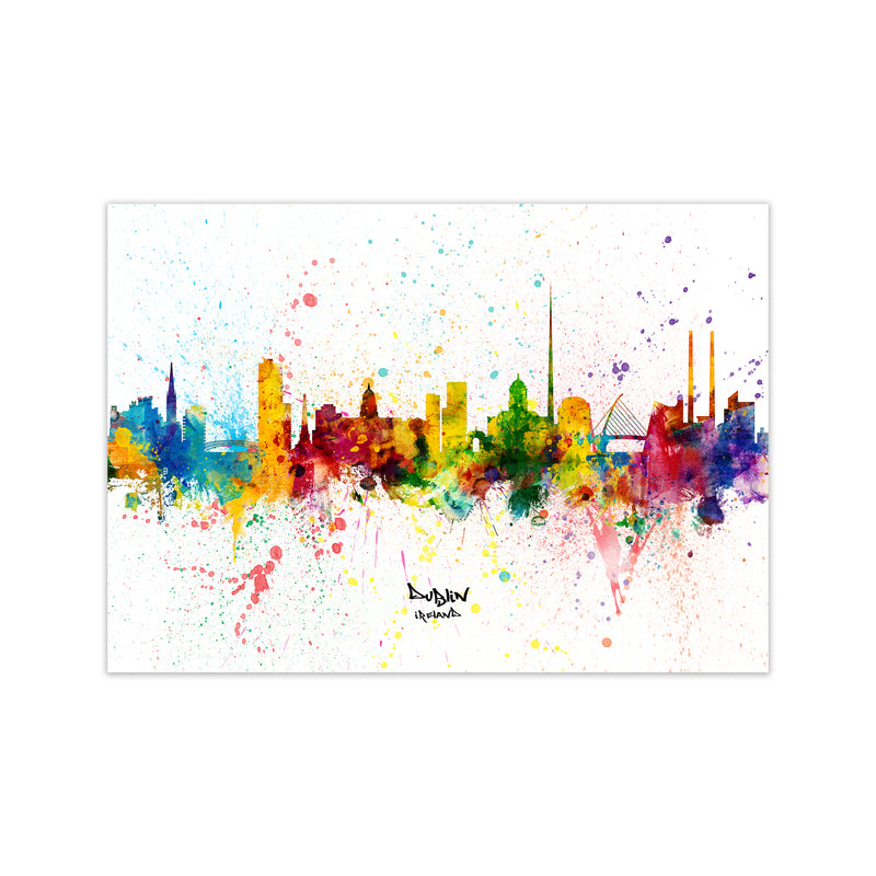 Dublin Ireland Skyline Splash Art Print by Michael Tompsett Print Only