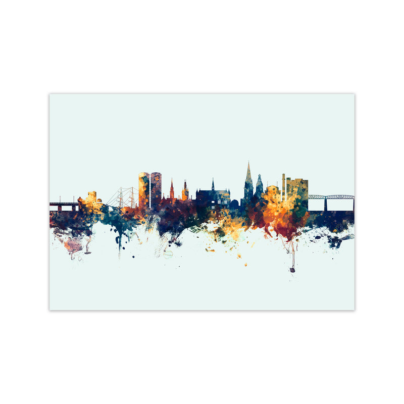 Dundee Scotland Skyline Blue Orange Art Print by Michael Tompsett Print Only