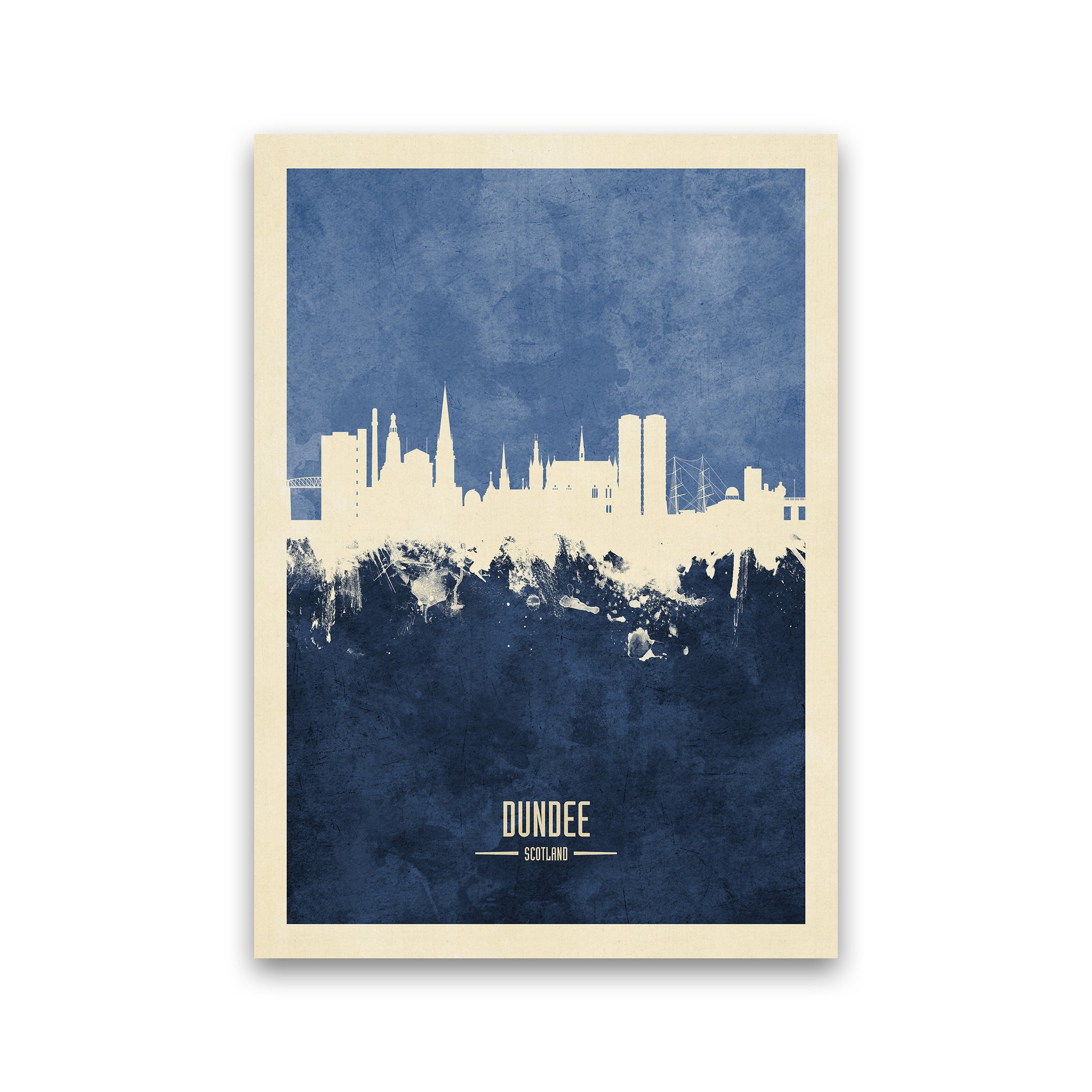Dundee Scotland Skyline Portrait Navy Art Print by Michael Tompsett Print Only