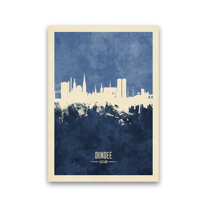 Dundee Scotland Skyline Portrait Navy Art Print by Michael Tompsett Print Only