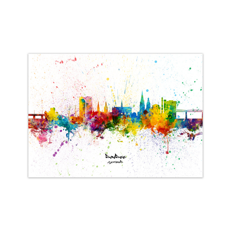 Dundee Scotland Skyline Splash Art Print by Michael Tompsett Print Only