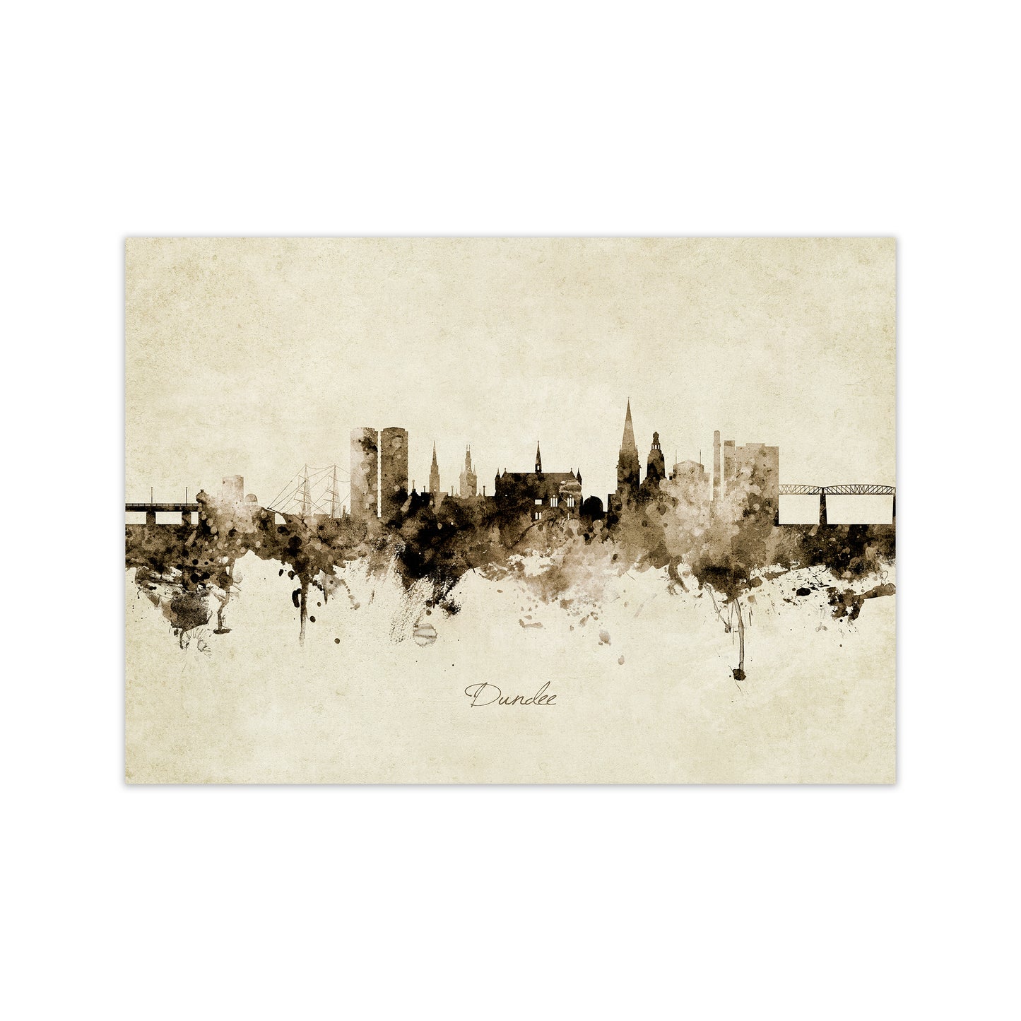 Dundee Scotland Skyline Vintage Art Print by Michael Tompsett Print Only