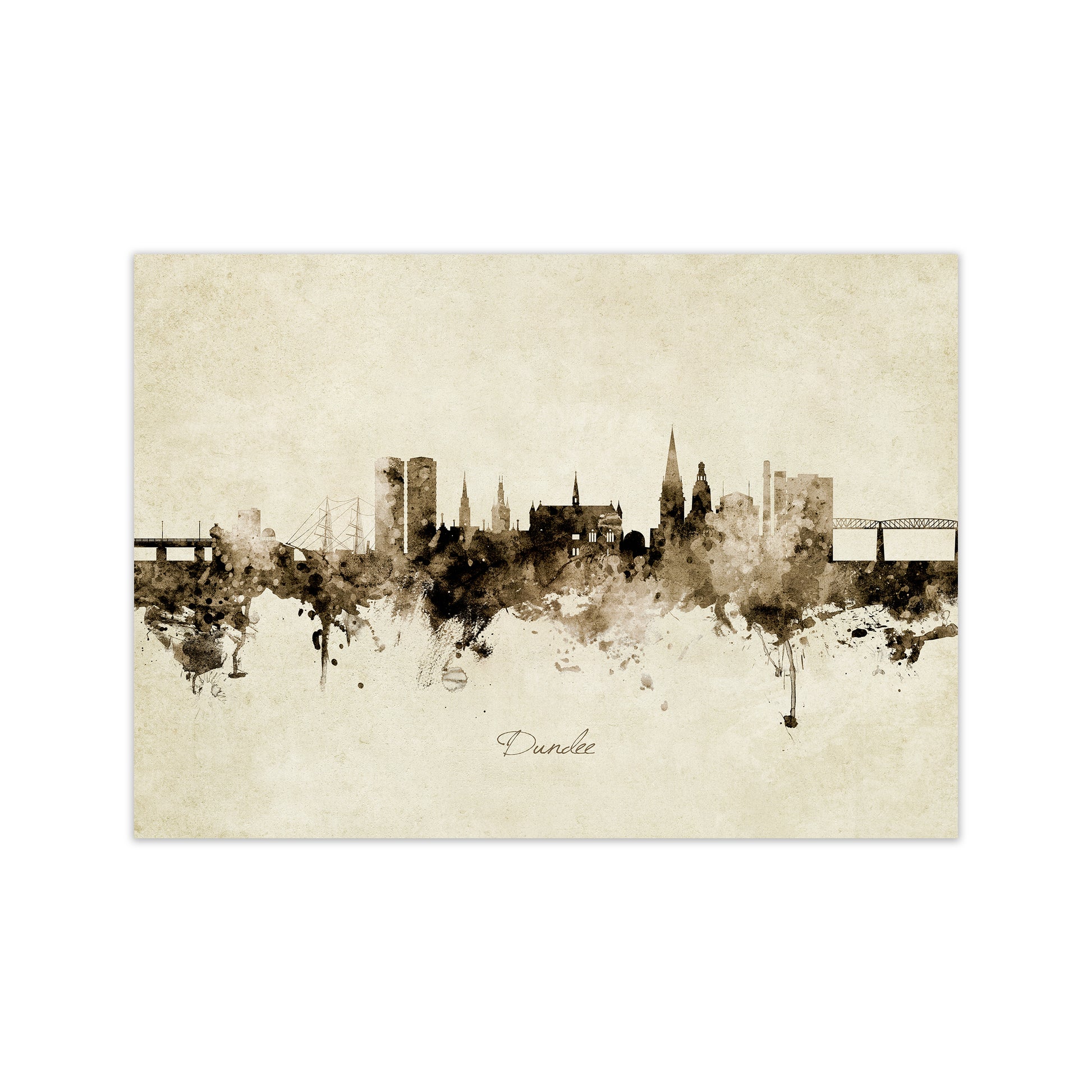 Dundee Scotland Skyline Vintage Art Print by Michael Tompsett Print Only