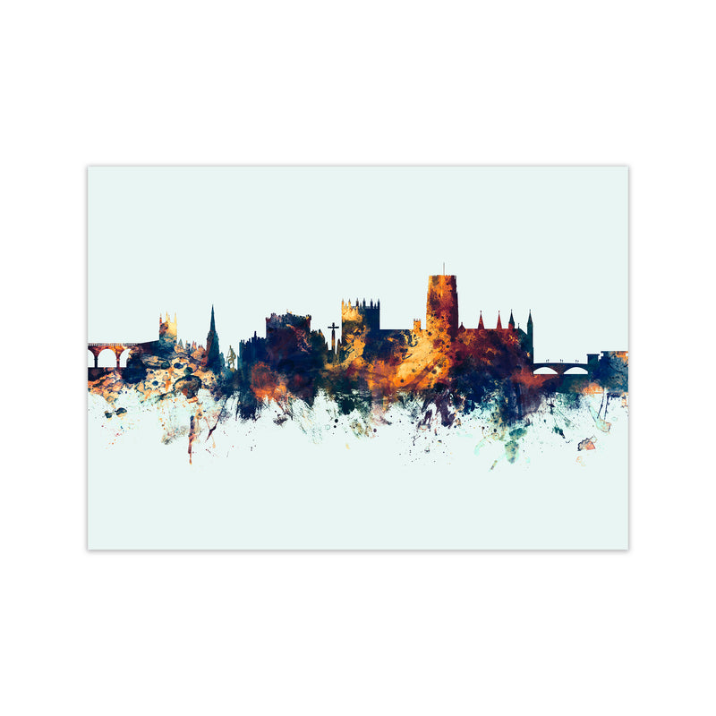 Durham England Skyline Blue Orange Art Print by Michael Tompsett Print Only