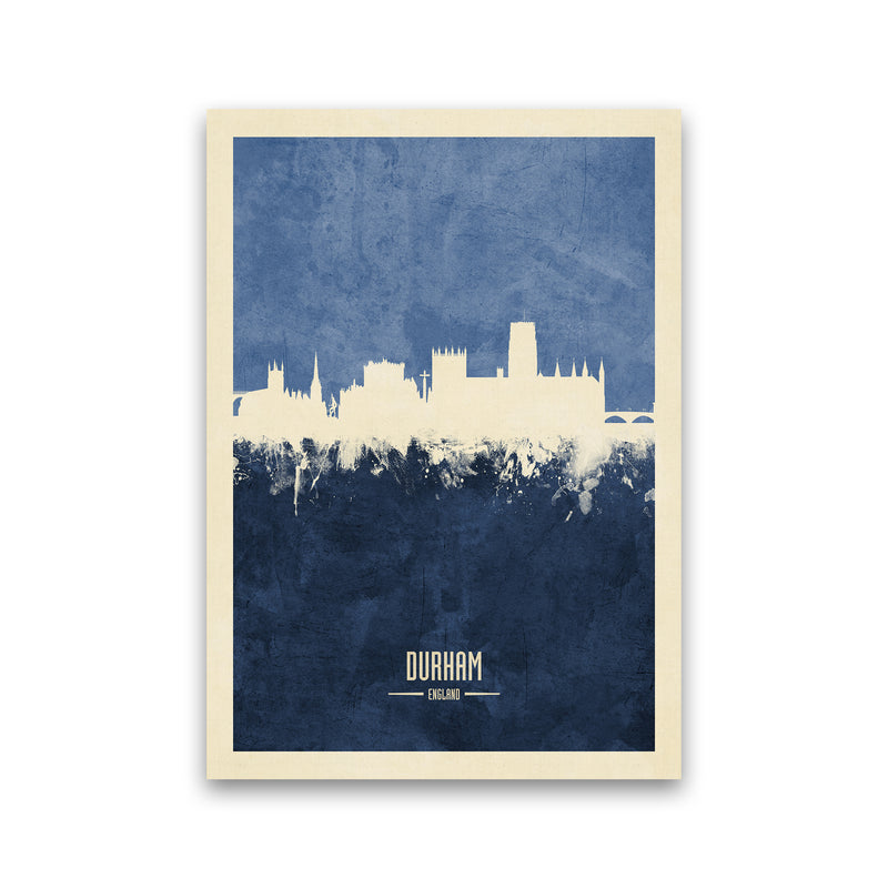 Durham England Skyline Portrait Navy Art Print by Michael Tompsett Print Only