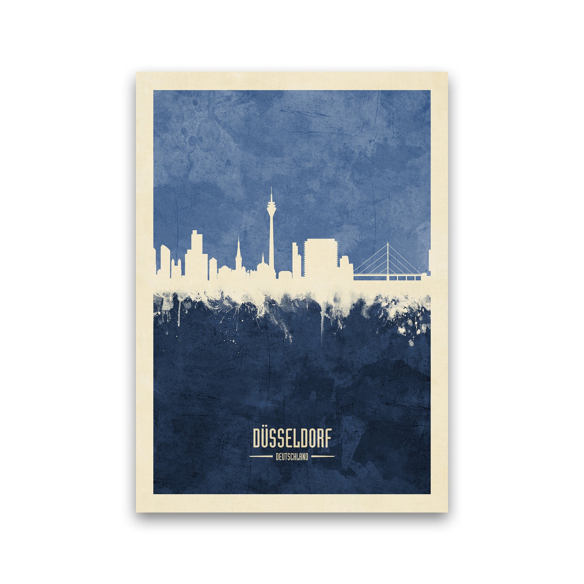 Dusseldorf Germany Skyline Portrait Navy Art Print by Michael Tompsett Print Only