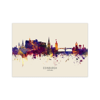 Edinburgh Scotland Skyline Autumn City Name Art Print by Michael Tompsett Print Only